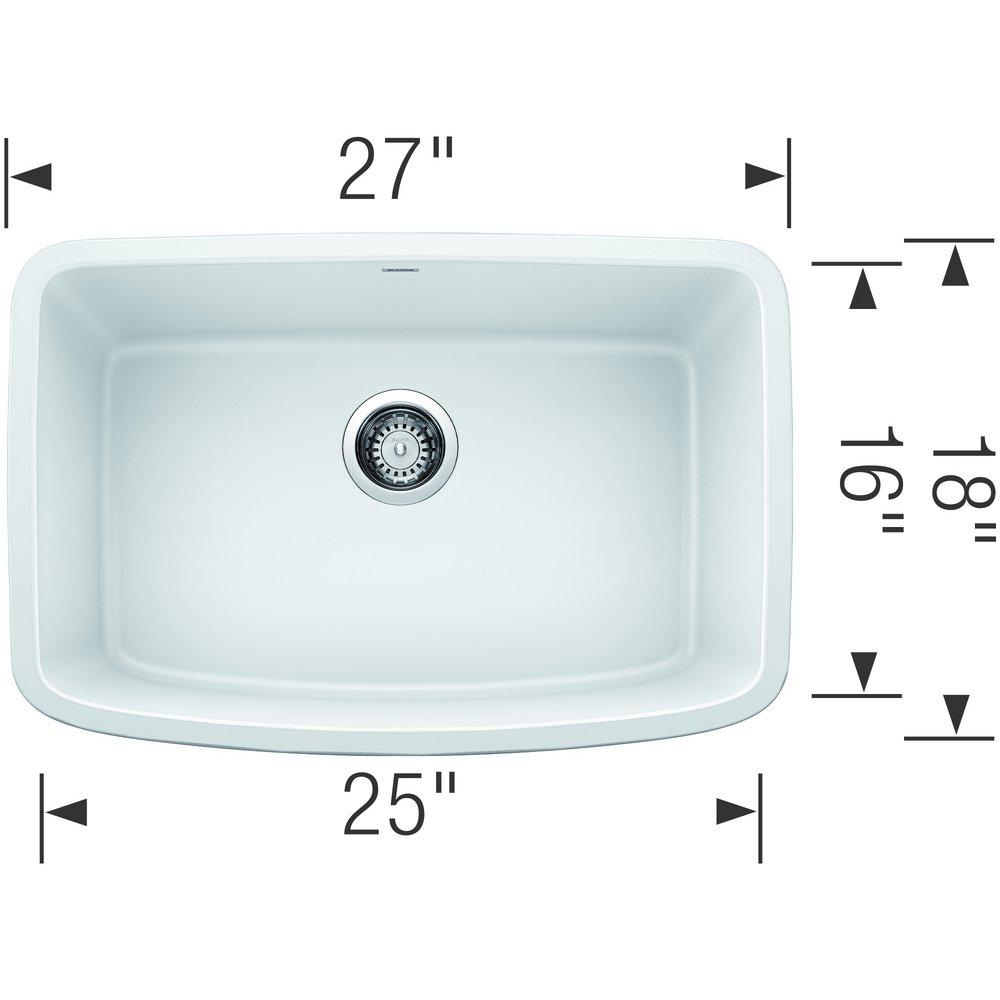 BLANCO White 27 x 18 in. No Hole Composite Single Bowl Undermount Kitchen Sink 
