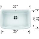 BLANCO White 27 x 18 in. No Hole Composite Single Bowl Undermount Kitchen Sink 