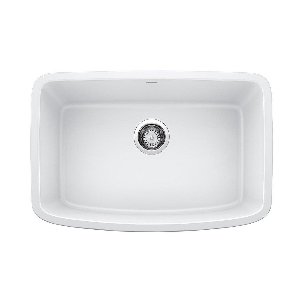 BLANCO White 27 x 18 in. No Hole Composite Single Bowl Undermount Kitchen Sink 