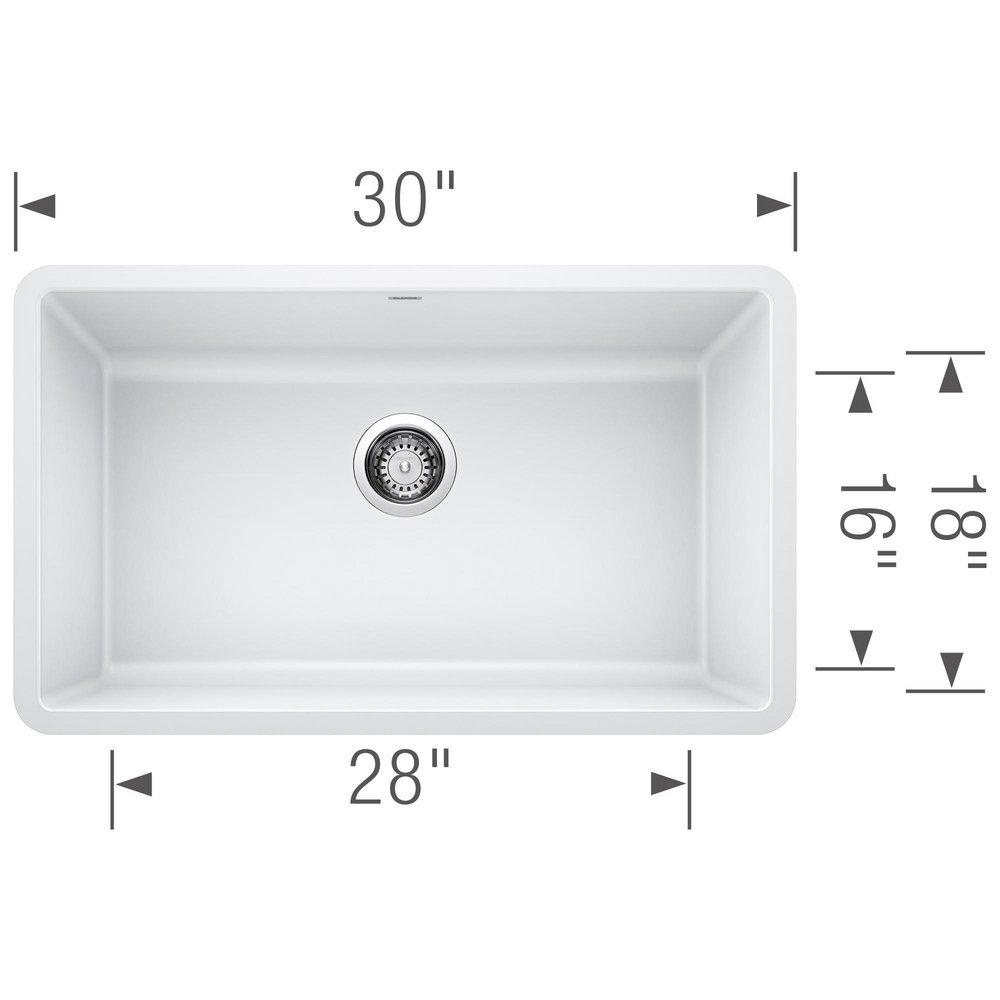 BLANCO White 30 x 18 in. No Hole Composite Single Bowl Undermount Kitchen Sink 