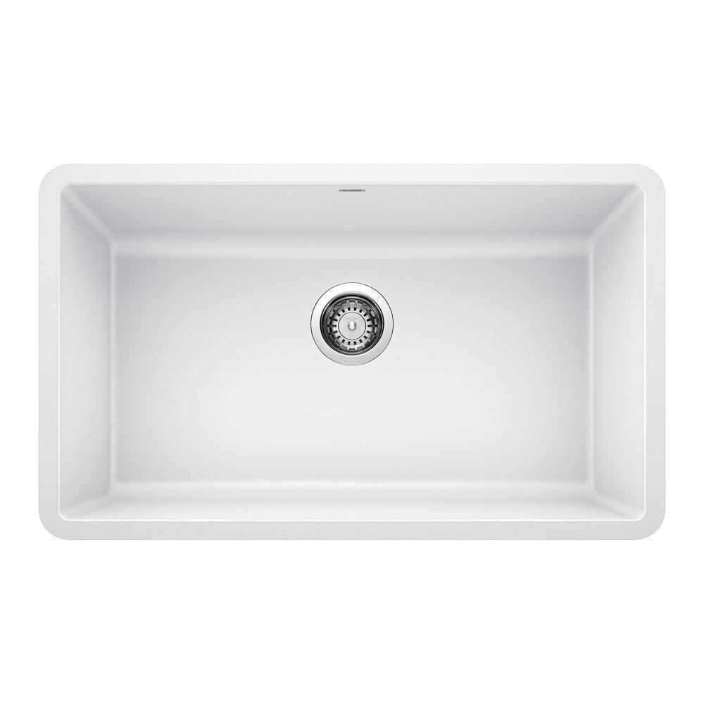 BLANCO White 30 x 18 in. No Hole Composite Single Bowl Undermount Kitchen Sink 