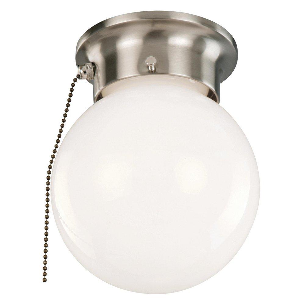 Design House Satin Nickel 60W 1-Light Medium E-26 Incandescent Ceiling Flush Mount Fixture with Pull-Chain 