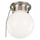 60W 1-Light Medium E-26 Incandescent Ceiling Flush Mount Fixture with Pull-Chain in Satin Nickel