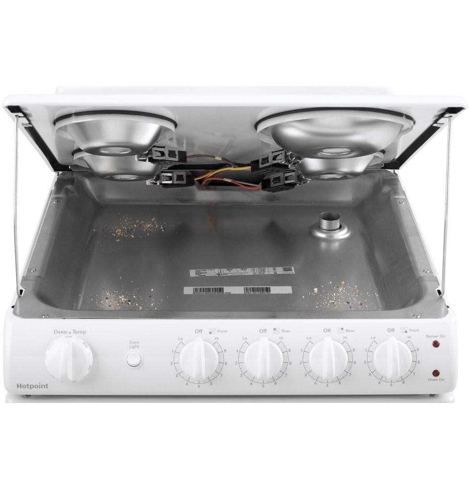 GE Hotpoint White 23-3/4 in. Electric 4-Burner Coil Freestanding Range 