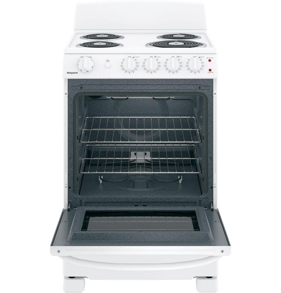 GE Hotpoint White 23-3/4 in. Electric 4-Burner Coil Freestanding Range 