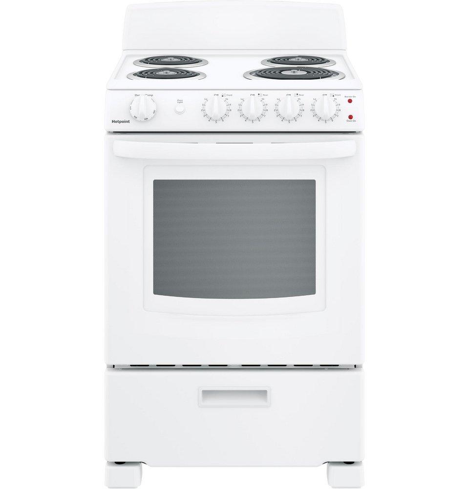 Hotpoint&reg; White 23-3/4 in. Electric 4-Burner Coil Freestanding Range 