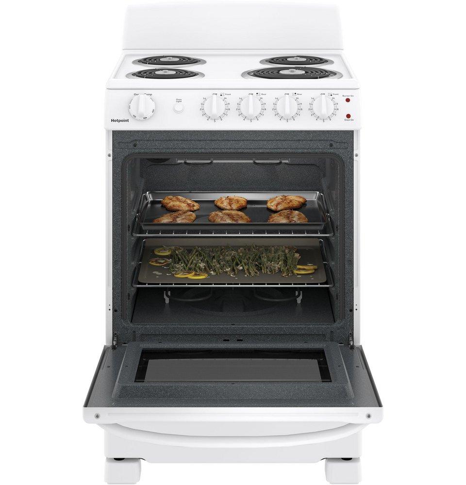 Hotpoint&reg; White 23-3/4 in. Electric 4-Burner Coil Freestanding Range 