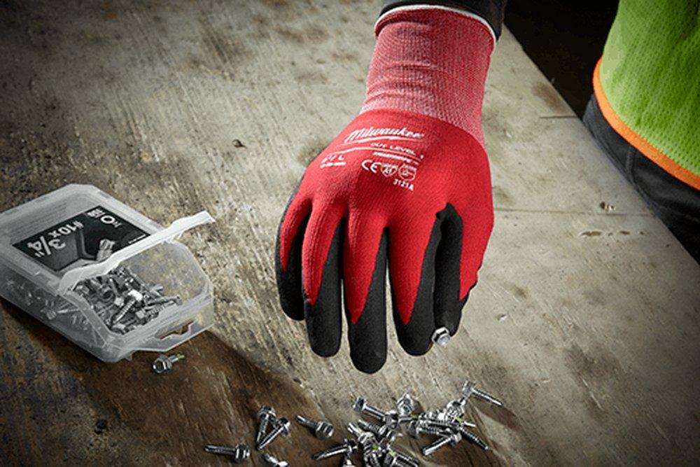 Milwaukee&reg; Red Plastic and Rubber Glove in Red and Black 