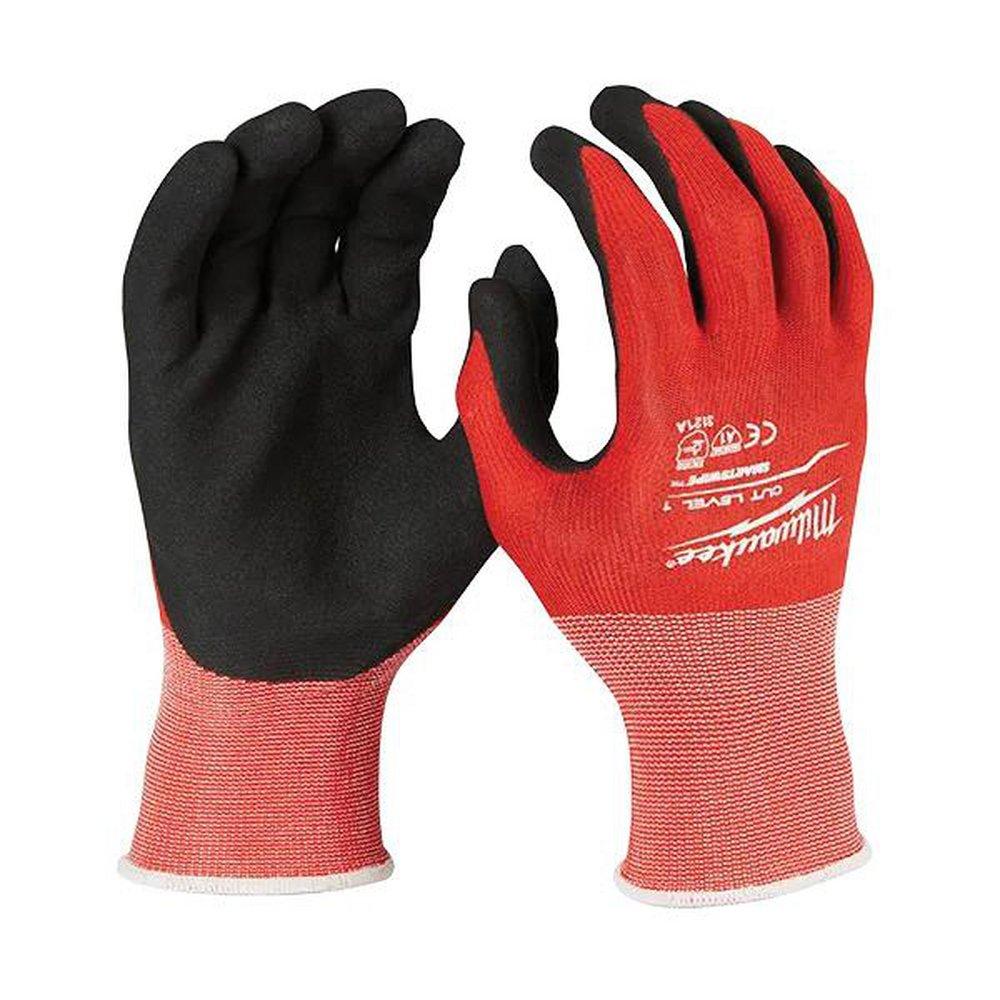 Milwaukee&reg; Red Plastic Cut Resistant,Dipped Glove in Black and Red 