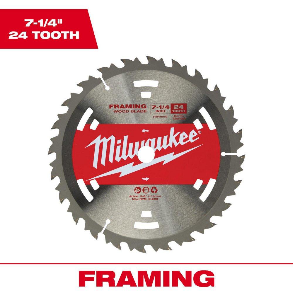 Milwaukee&reg; Silver 7-1/4" 24T BASIC FRAMER CIRCULAR SAW BLADES BULK 10 