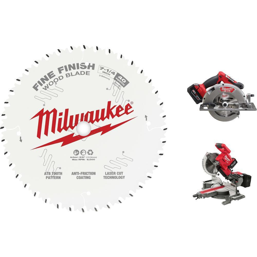 Milwaukee&reg; Silver 7-1/4" 60T ULTRA FINE FINISH CIRCULAR SAW BLADES BULK 10 