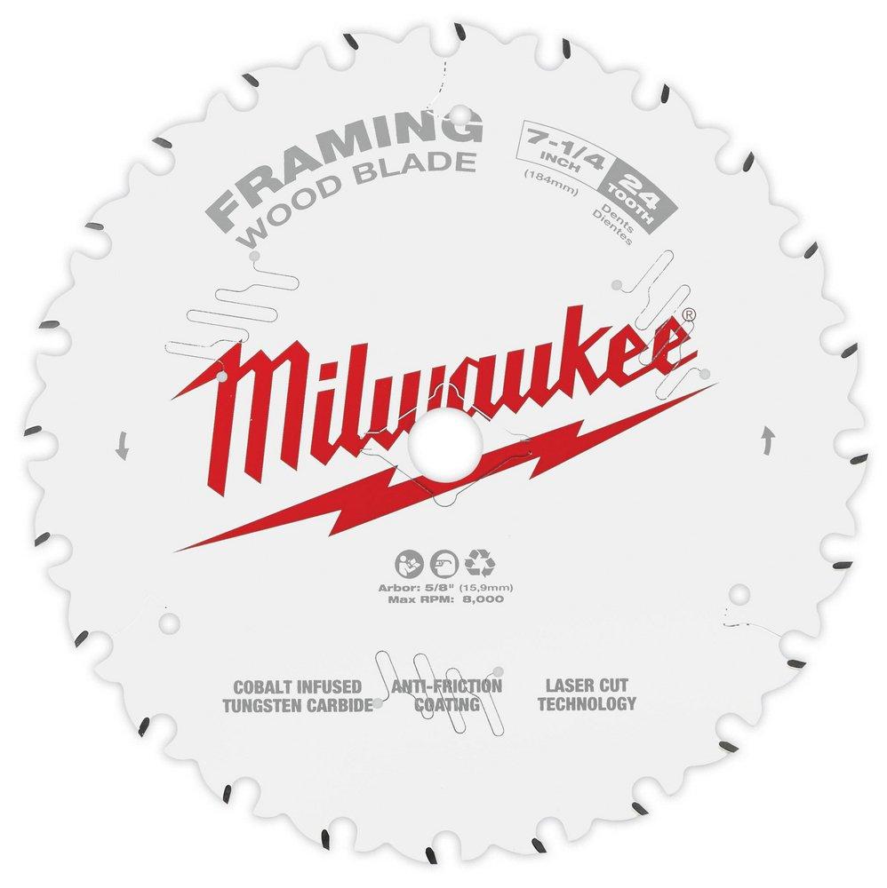 Milwaukee&reg; Silver 7-1/4" 24T FRAMING CIRCULAR SAW BLADES BULK 10 