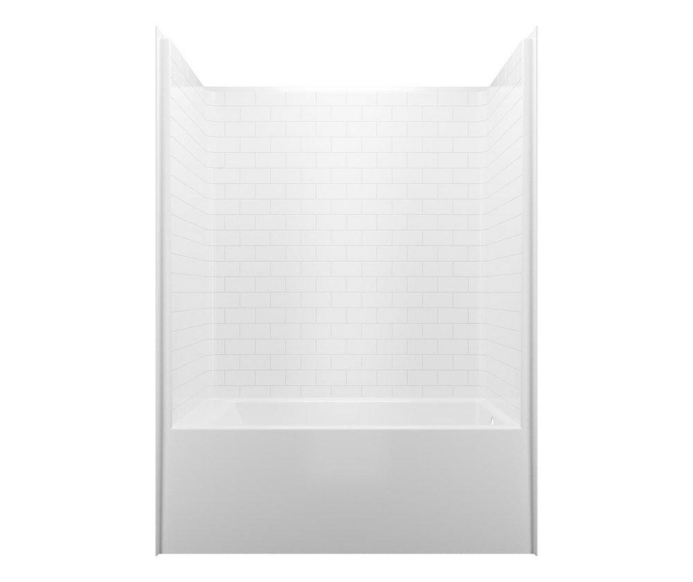 Aquatic White 60 x 33-1/4 in. Tub & Shower Unit in White 