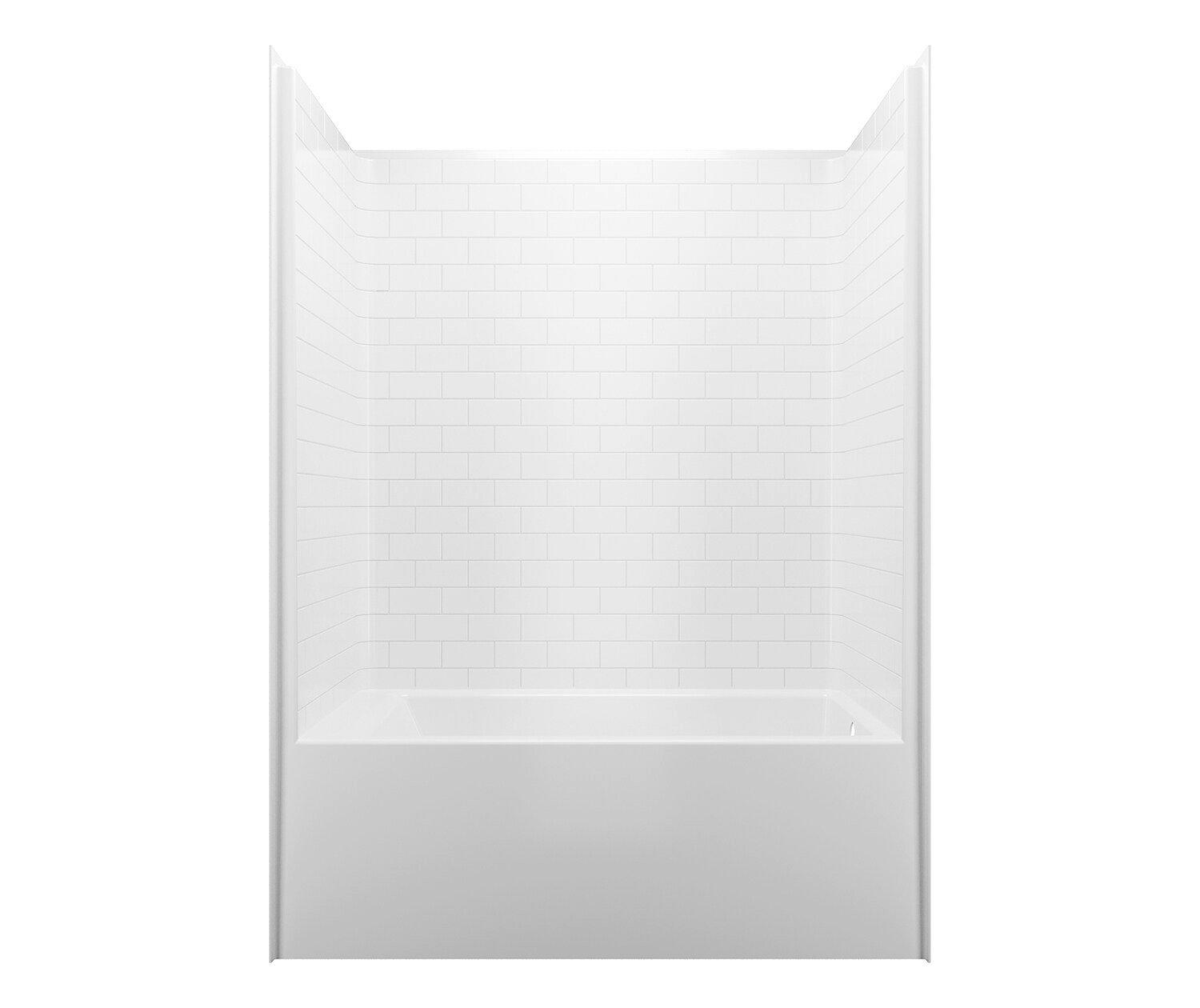 Aquatic White 60 x 32 in. Tub and Shower Unit with Right Drain 