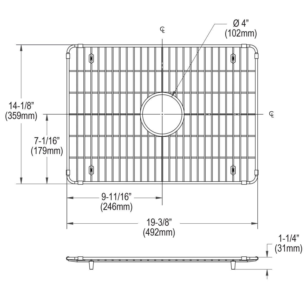 Elkay Polished Stainless Steel 19X14 SS BTM GRID *CRSTWN 
