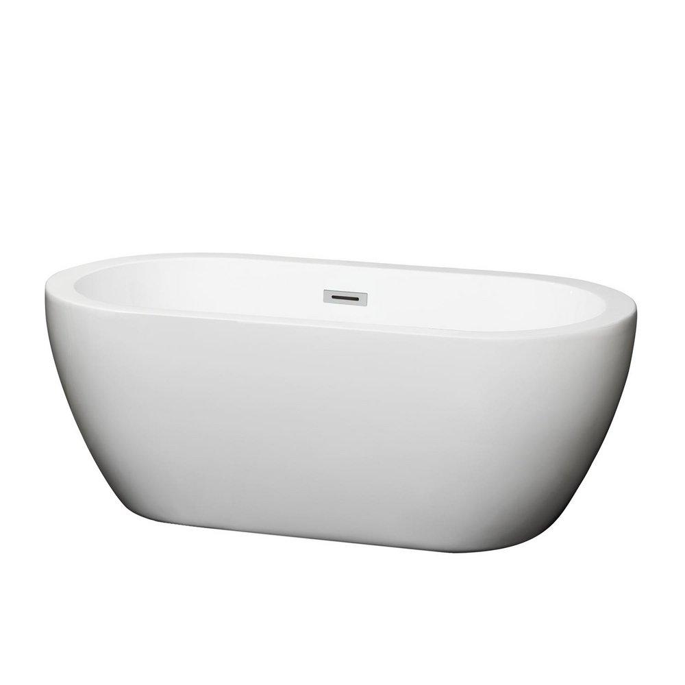 Wyndham Collection White 59-3/4 x 29-1/4 in. Freestanding Bathtub with Rear Center Drain 