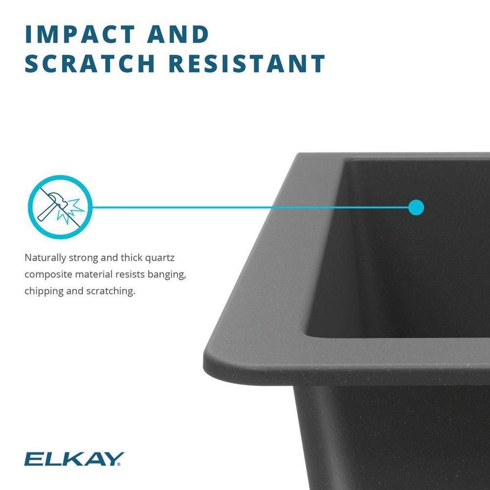 Elkay White 25 x 18-1/2 in. 1-Hole Undermount Quartz Rectangular Laundry Sink with 3-5/8 in. Rear Center Drain 