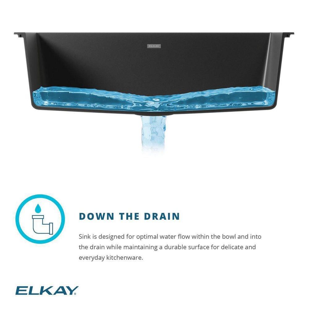 Elkay White 25 x 18-1/2 in. 1-Hole Undermount Quartz Rectangular Laundry Sink with 3-5/8 in. Rear Center Drain 