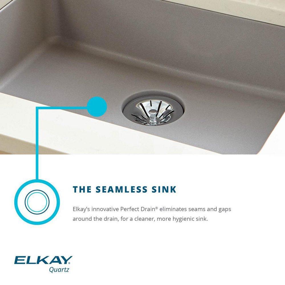 Elkay White 25 x 18-1/2 in. 1-Hole Undermount Quartz Rectangular Laundry Sink with 3-5/8 in. Rear Center Drain 