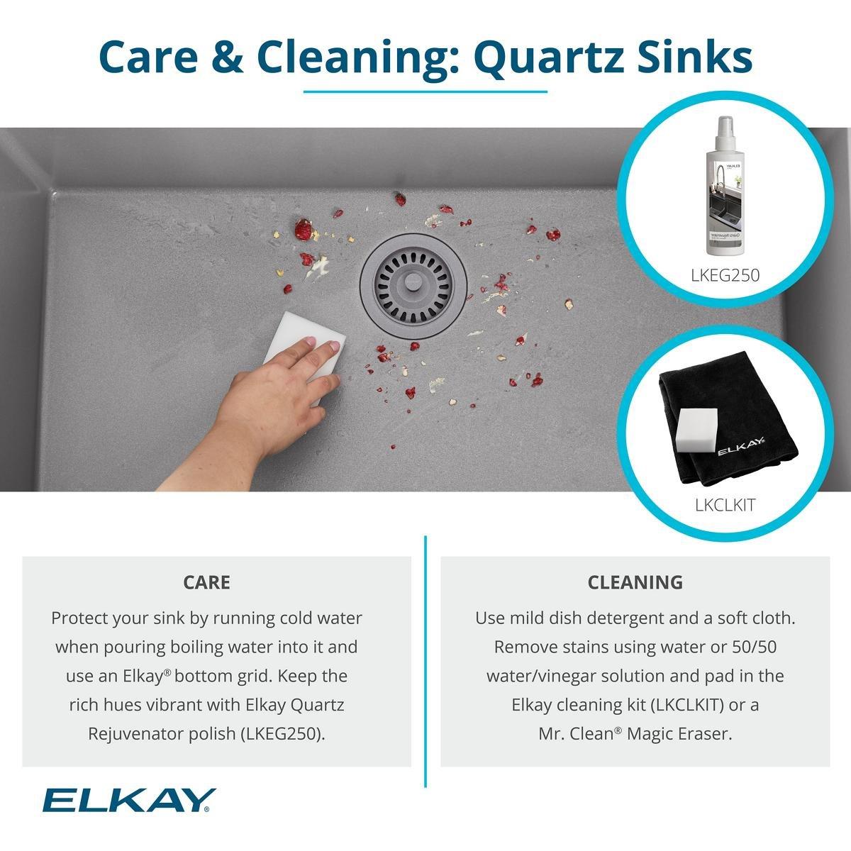 Elkay White 25 x 18-1/2 in. 1-Hole Undermount Quartz Rectangular Laundry Sink with 3-5/8 in. Rear Center Drain 