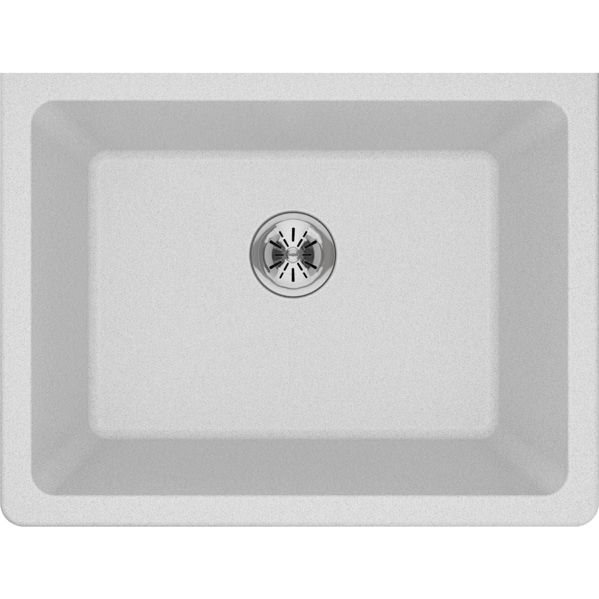 Elkay White 25 x 18-1/2 in. 1-Hole Undermount Quartz Rectangular Laundry Sink with 3-5/8 in. Rear Center Drain 