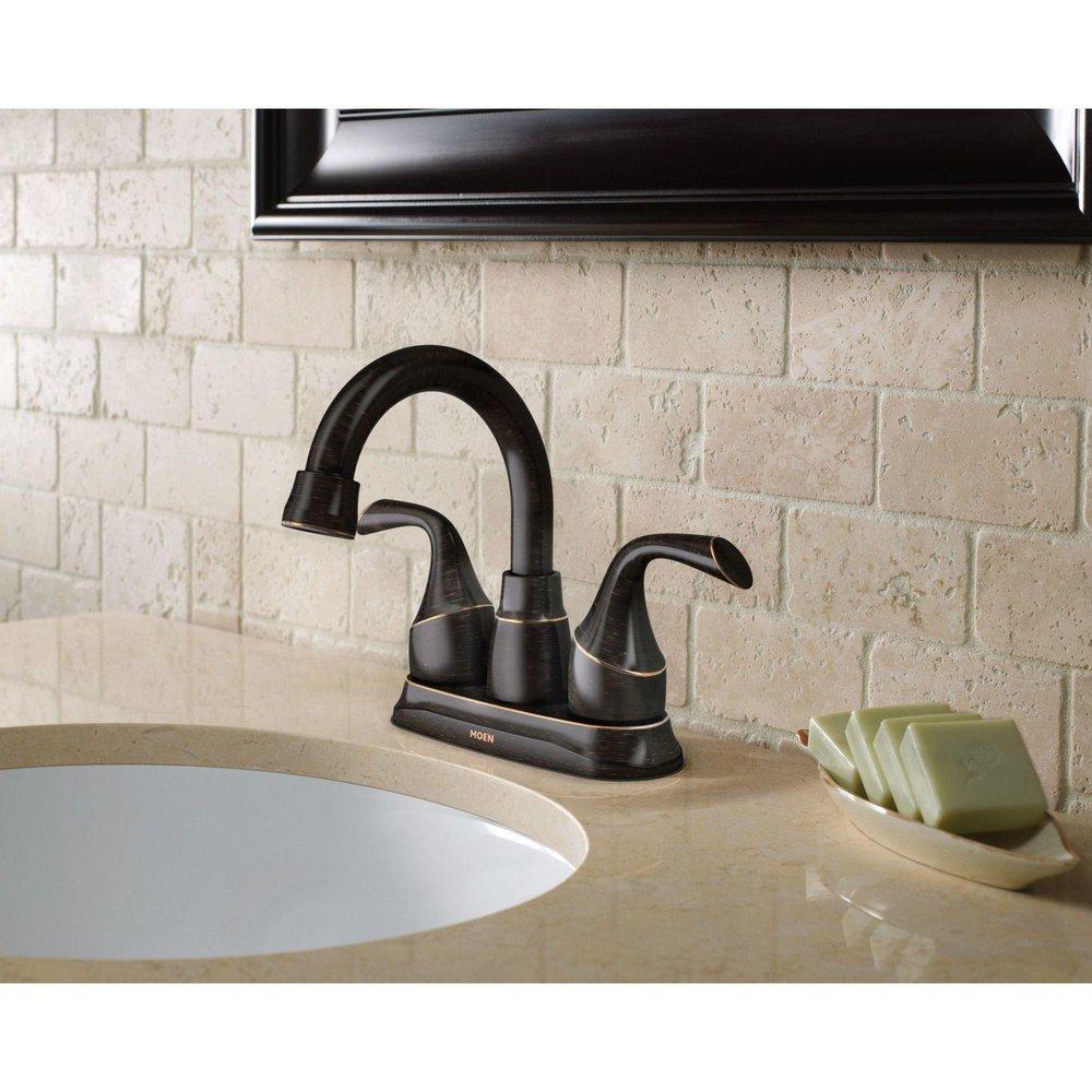 Moen Mediterranean Bronze Two Handle Centerset/Minispread Bathroom Sink Faucet 