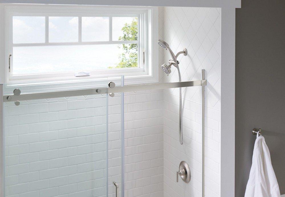 Moen Spot Resist Brushed Nickel Multi Wide Coverage, Downpour, Massage, Drench and Rinse Showerhead 