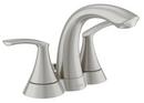 Moen Spot Resist Brushed Nickel Deck Mount Centerset Bathroom Sink Faucet with Double Lever Handle with Low-Arc Spout 