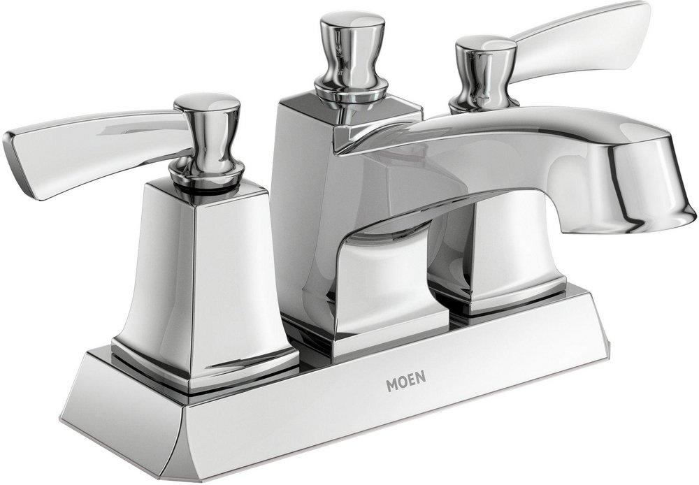 Moen Chrome Two Handle Centerset Bathroom Sink Faucet 