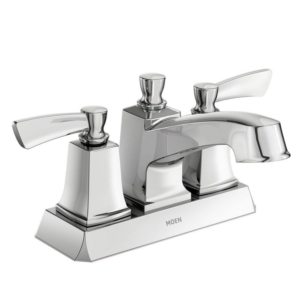 Moen Chrome Two Handle Centerset Bathroom Sink Faucet 