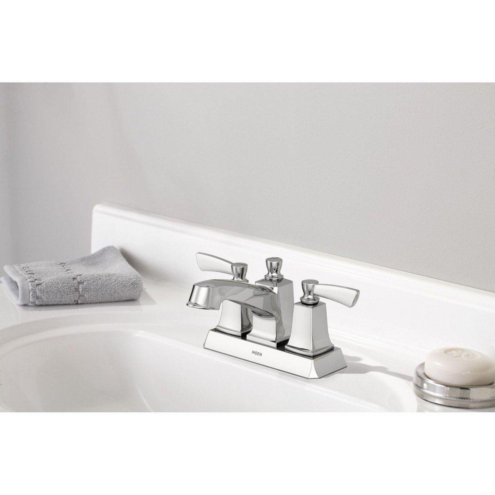 Moen Chrome Two Handle Centerset Bathroom Sink Faucet 