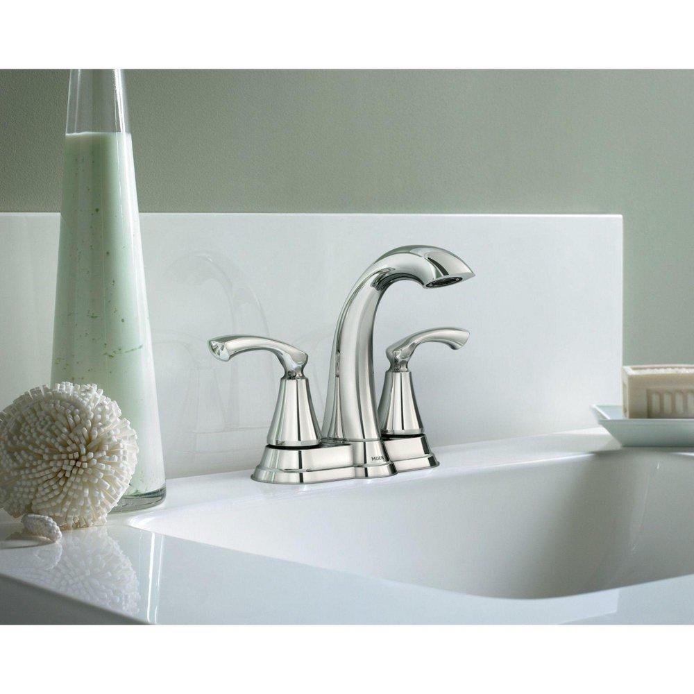 Moen Chrome Centerset Bathroom Sink Faucet with Double Lever Handle 