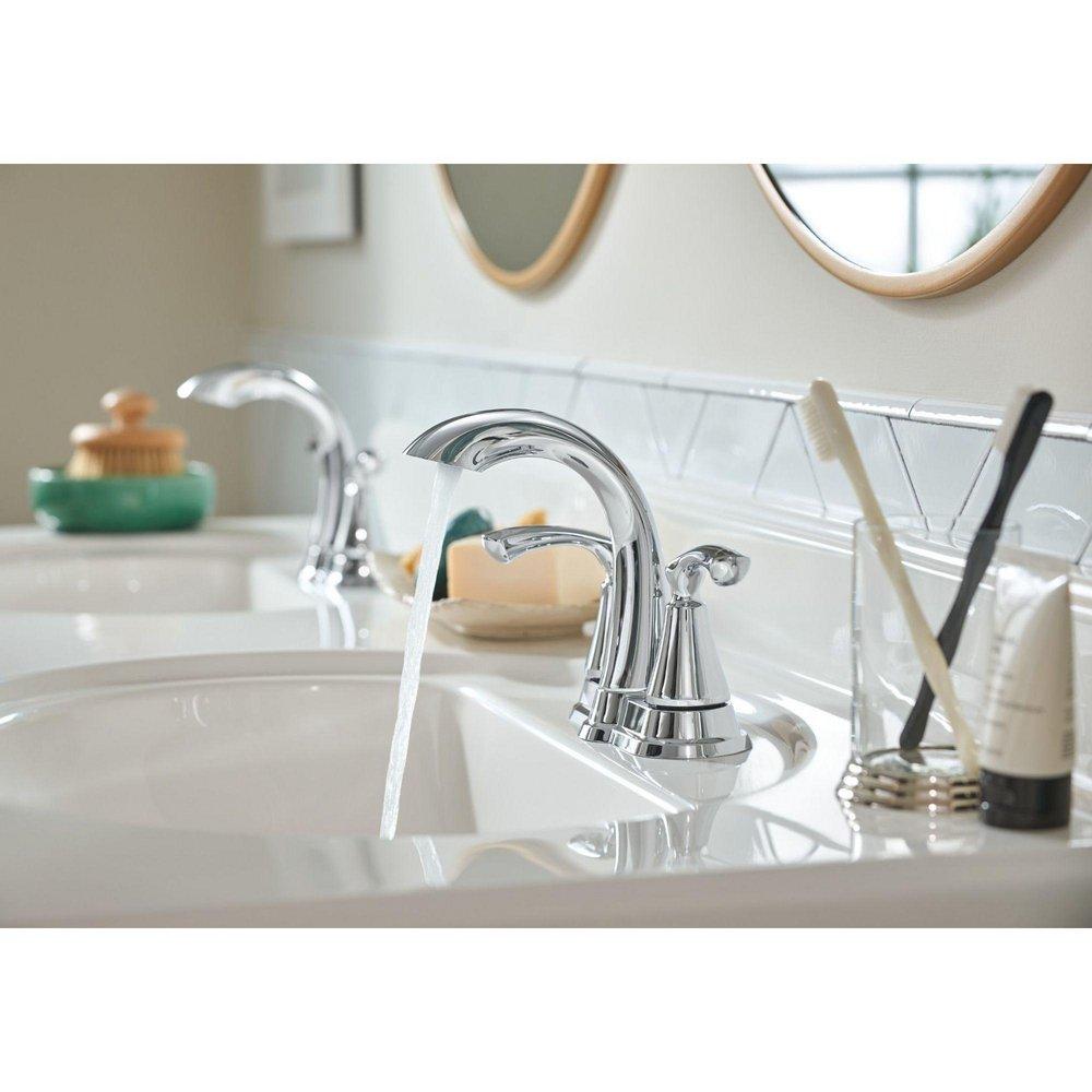 Moen Chrome Centerset Bathroom Sink Faucet with Double Lever Handle 