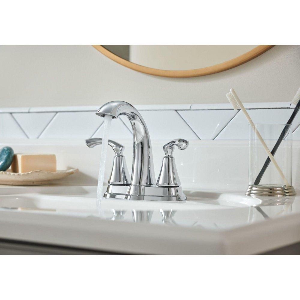 Moen Chrome Centerset Bathroom Sink Faucet with Double Lever Handle 