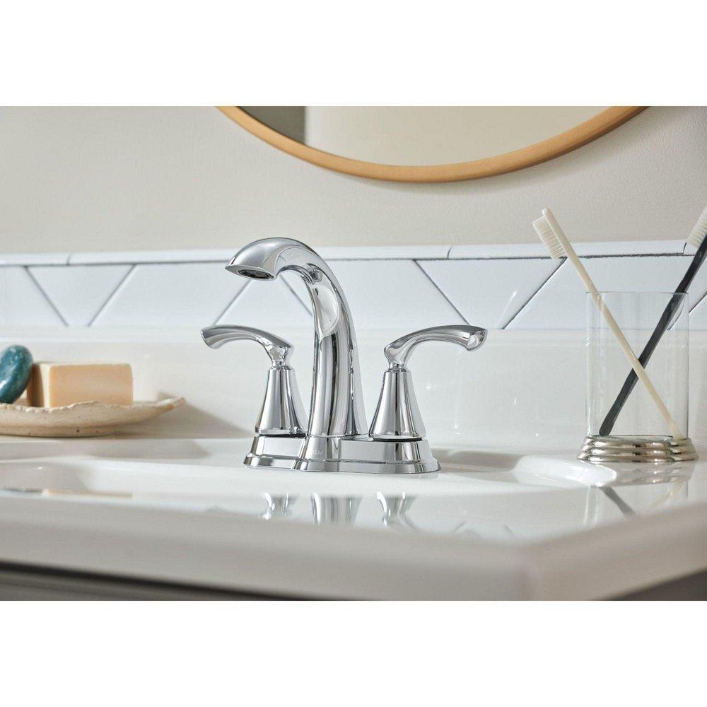 Moen Chrome Centerset Bathroom Sink Faucet with Double Lever Handle 