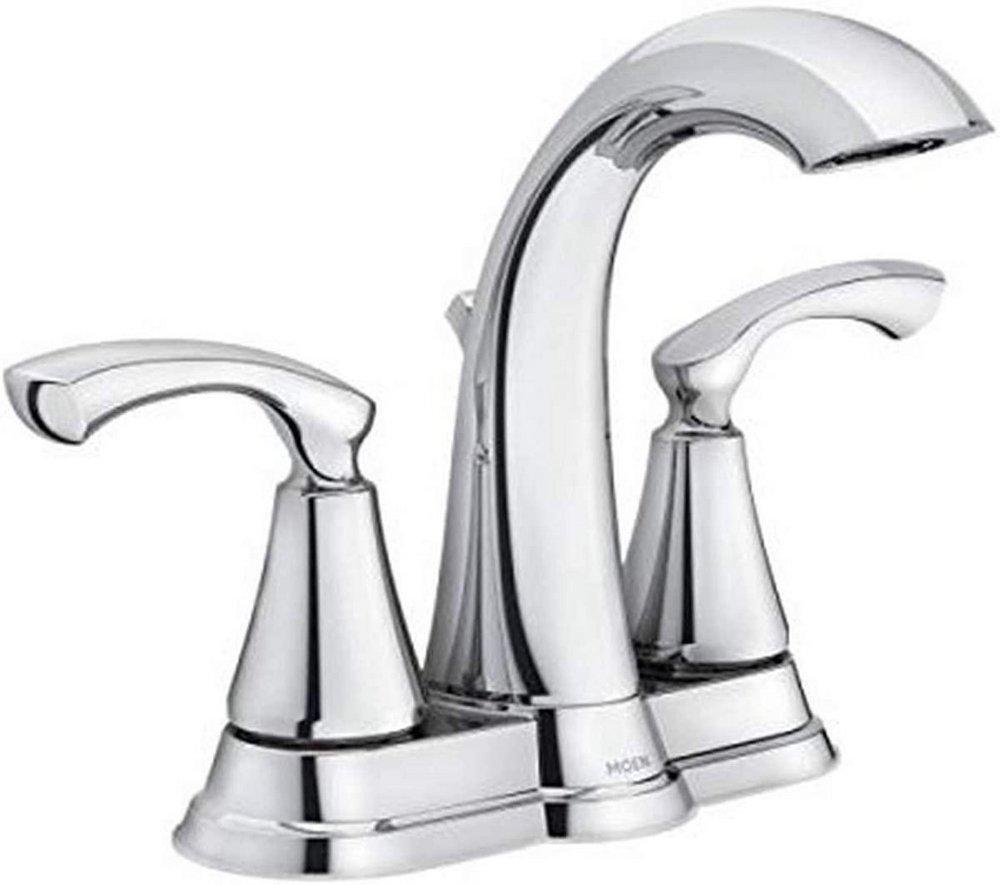 Moen Chrome Centerset Bathroom Sink Faucet with Double Lever Handle 
