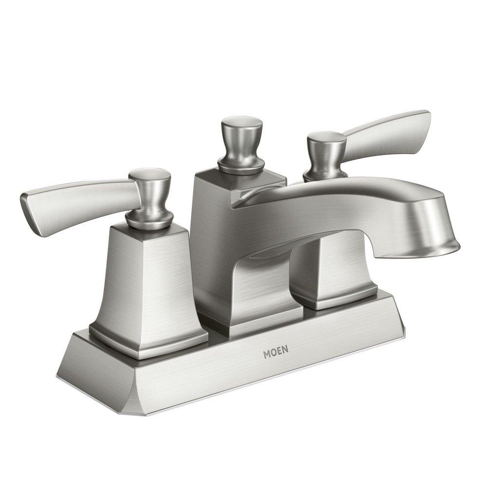 Moen Spot Resist Brushed Nickel Two Handle Centerset Bathroom Sink Faucet 