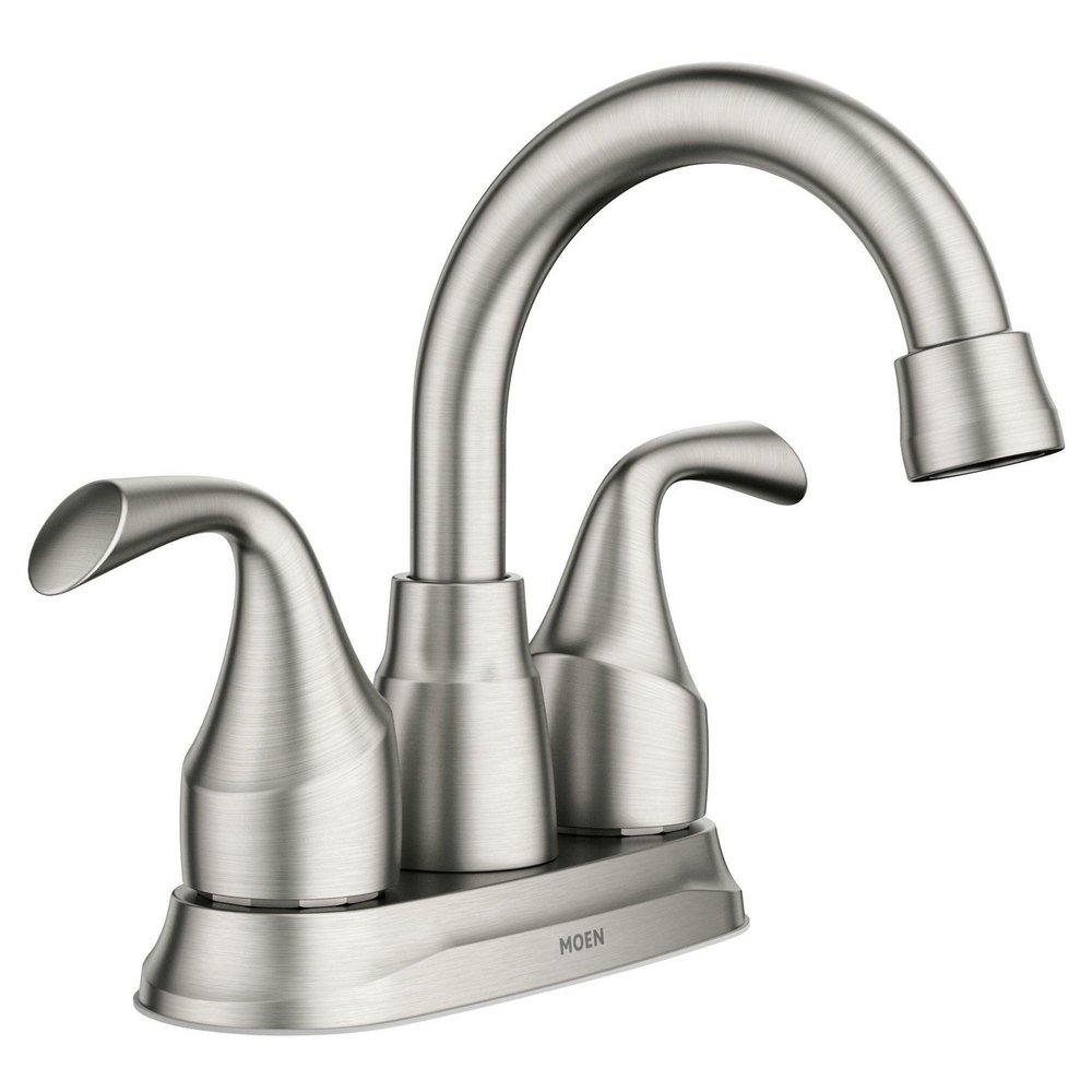 Moen Spot Resist&trade; Brushed Nickel Two Handle Centerset/Minispread Bathroom Sink Faucet 