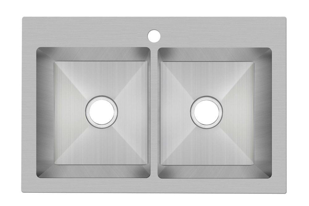 PROFLO® Stainless Steel 33 x 22 in. Stainless Steel Double Bowl Dual Mount Kitchen Sink 