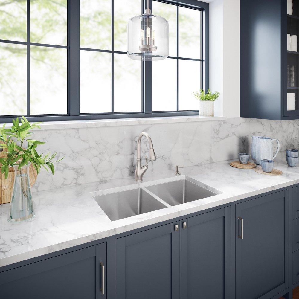 PROFLO&reg; Stainless Steel 33 x 22 in. Double Bowl Dual Mount Kitchen Sink in Stainless Steel 