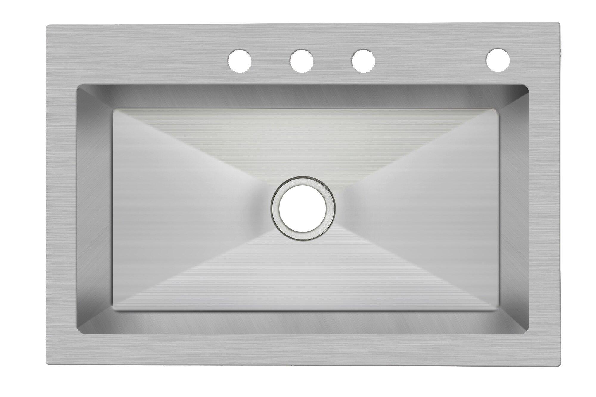 PROFLO&reg; Stainless Steel 33 x 22 in. Single Bowl Dual Mount Kitchen Sink in Stainless Steel 