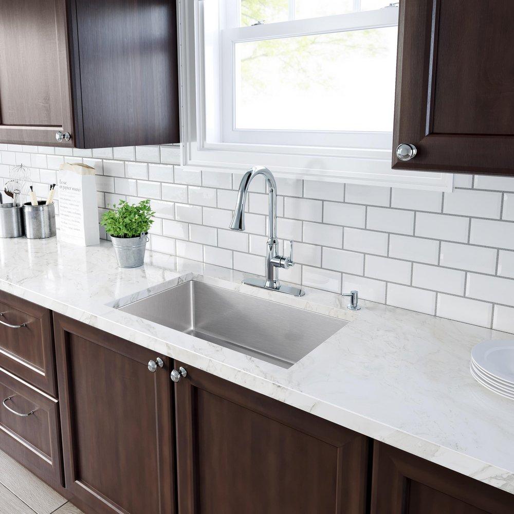 PROFLO&reg; Stainless Steel 33 x 22 in. Stainless Steel Single Bowl Dual-Mount Kitchen Sink 