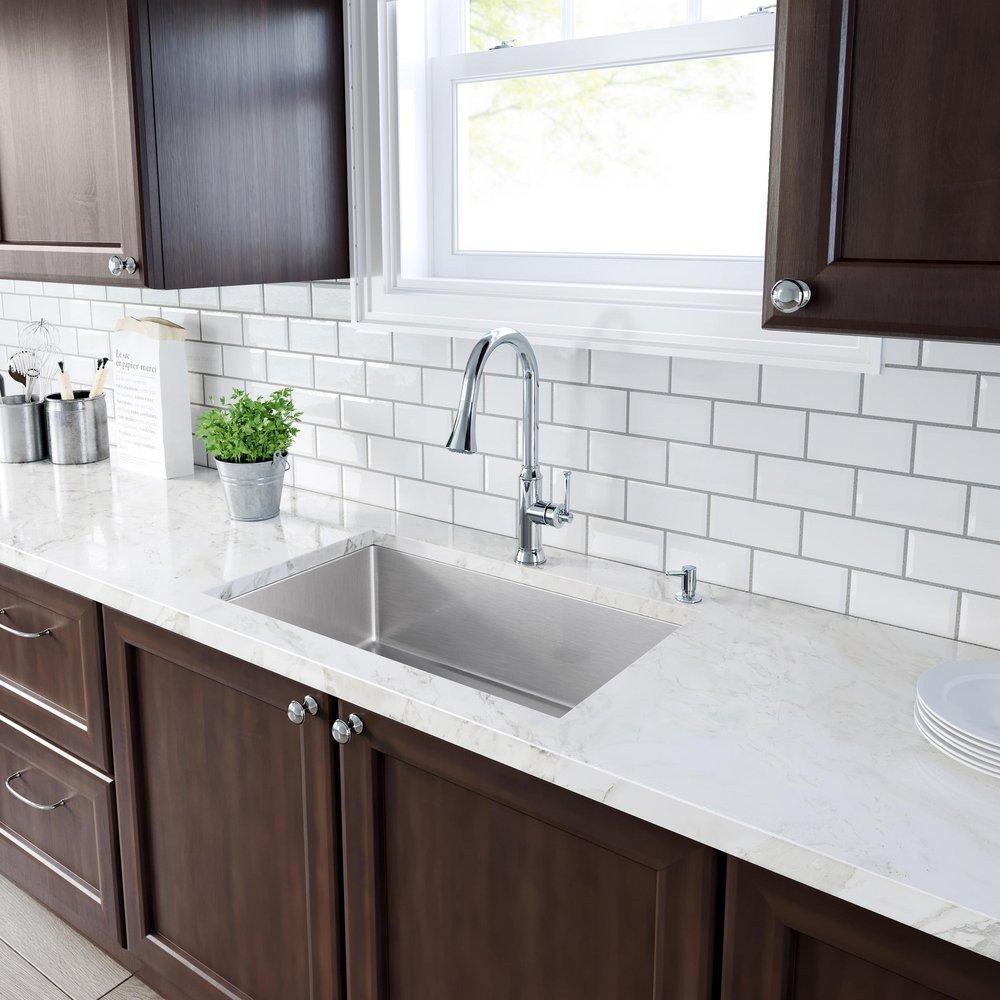 PROFLO&reg; Stainless Steel 33 x 22 in. Stainless Steel Single Bowl Dual-Mount Kitchen Sink 