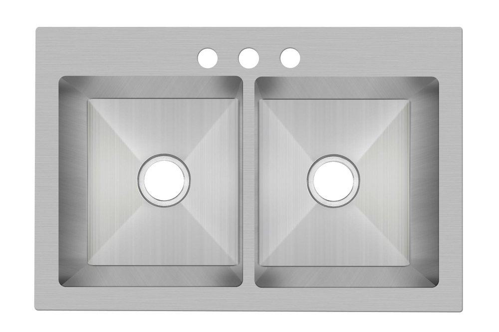PROFLO&reg; Stainless Steel 33 x 22 in. Stainless Steel Double Bowl Dual Mount Kitchen Sink 