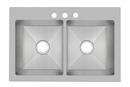 33 x 22 in. 3-Hole Stainless Steel Double Bowl Dual Mount Kitchen Sink
