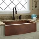 Signature Hardware Antique Copper 33 x 22-3/8 in. Copper Single Bowl Farmhouse Kitchen Sink 