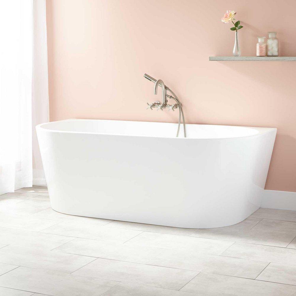 Signature Hardware White 59 x 31-1/2 in. Freestanding Bathtub with Center Drain 