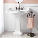 Signature Hardware White Pedestal Bathroom Sink with 3-Hole Centerset Faucet Holes 