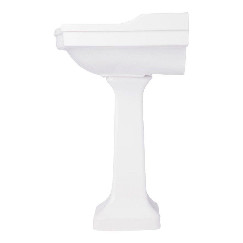 Signature Hardware White Pedestal Bathroom Sink with 3-Hole Centerset Faucet Holes 