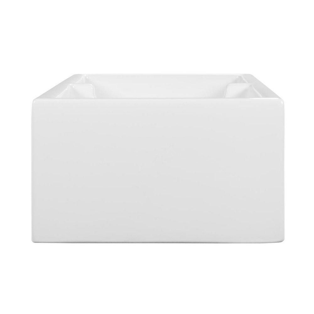 Signature Hardware White 39-1/4 x 18-1/2 in. Fireclay Double Bowl Farmhouse Kitchen Sink 